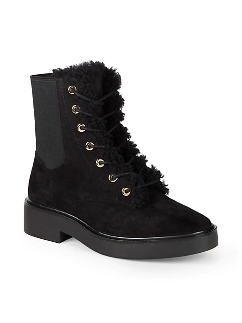 Image of Henley Chill Suede & Shearling Combat Boots