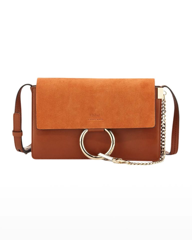 Image of Faye Small Suede/Leather Shoulder Bag