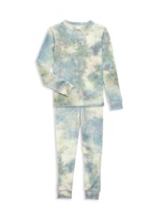 Little Girl's & Girl's 2-Piece Tie-Dye Thermal Loungewear Set