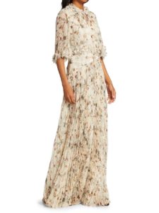 Printed Silk Crinkle Chiffon Gown
