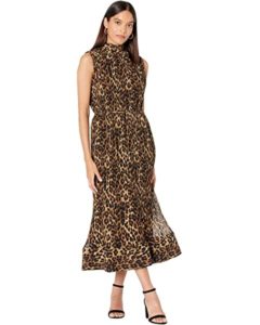 Meina Leopard Print Pleated Dress
