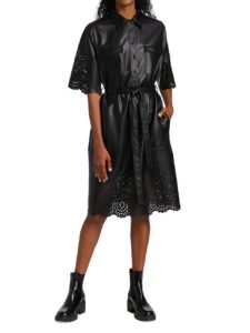 Nieve Vegan Leather Shirtdress 45 inches