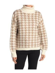 Houndstooth Turtleneck Pullover Sweater