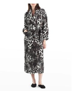 Leopard-Print Faux Fur Long Robe