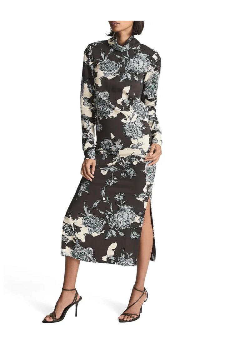 Image of Theresa Floral Print Long Sleeve Midi Dress