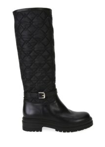 Leather & Quilted Nylon Riding Boots