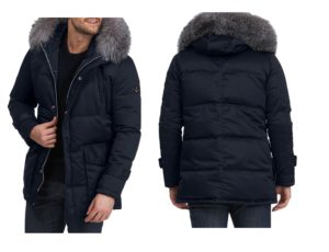 Men's Apres-Ski Parka Coat With Detachable Fox Fur Trim size xl