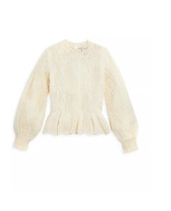 Girls' Peplum Cable Sweater, Big Kid - 100% Exclusive
