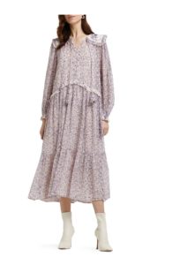 Floral & Metallic Long Sleeve Midi Dress size mp