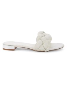 ​Deelo Snakeskin-Embossed Braided Leather Slides