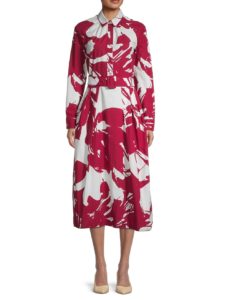 Abstract-Print Belted Shirtdress
