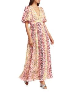 Avana Leopard Print Pleated Maxi Dressp
