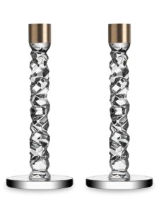 Carat 2-Piece Glass & Brass Candlestick Setp