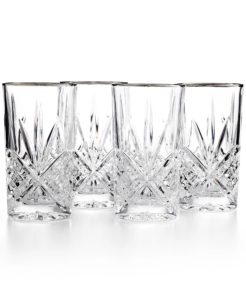 Dublin Platinum Highball Glasses, Set of 4p