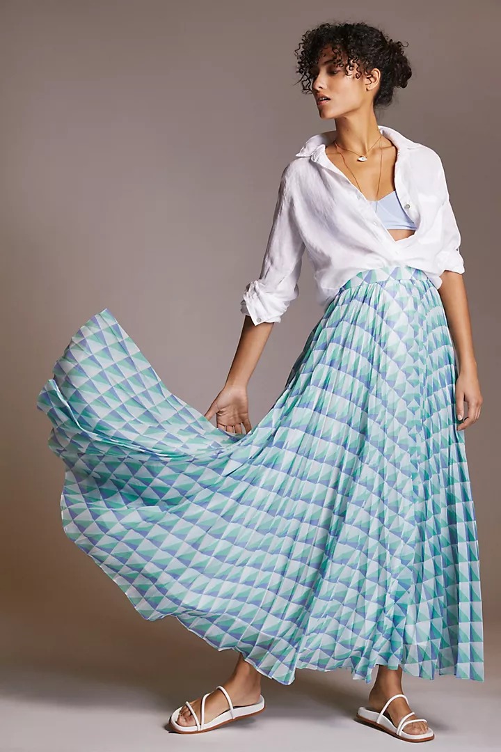 Image of Pleated Maxi Skirt