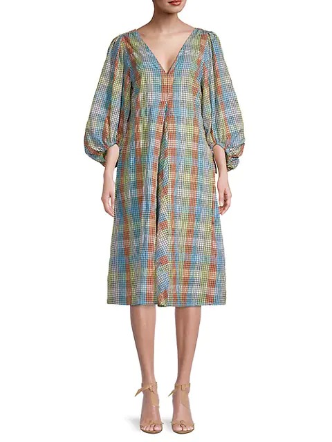 Image of Checked A-Line Dress