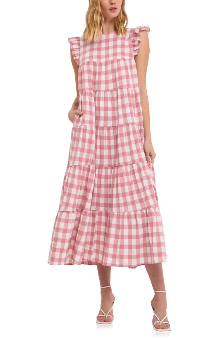 Image of Gingham Tiered Maxi Dress