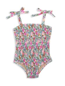 Baby Girl's & Little Girl's Ditsy Floral Smocked One-Piece Swimsuit