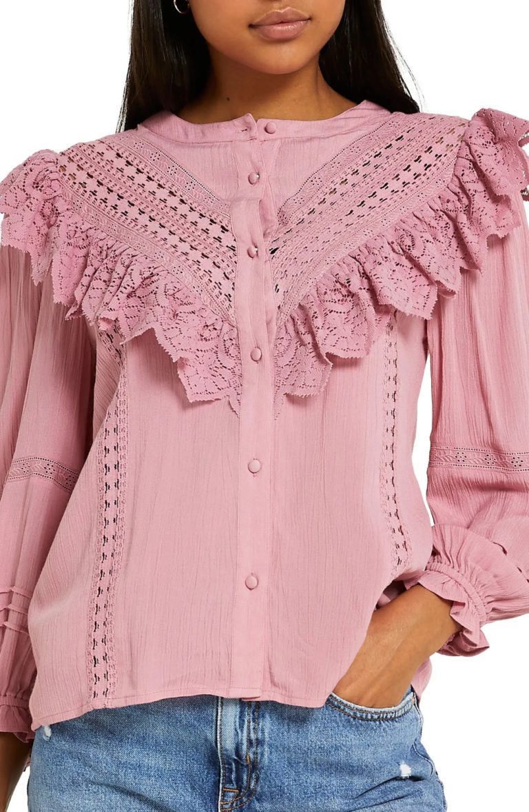 Image of Dark Lace Frill Blouse