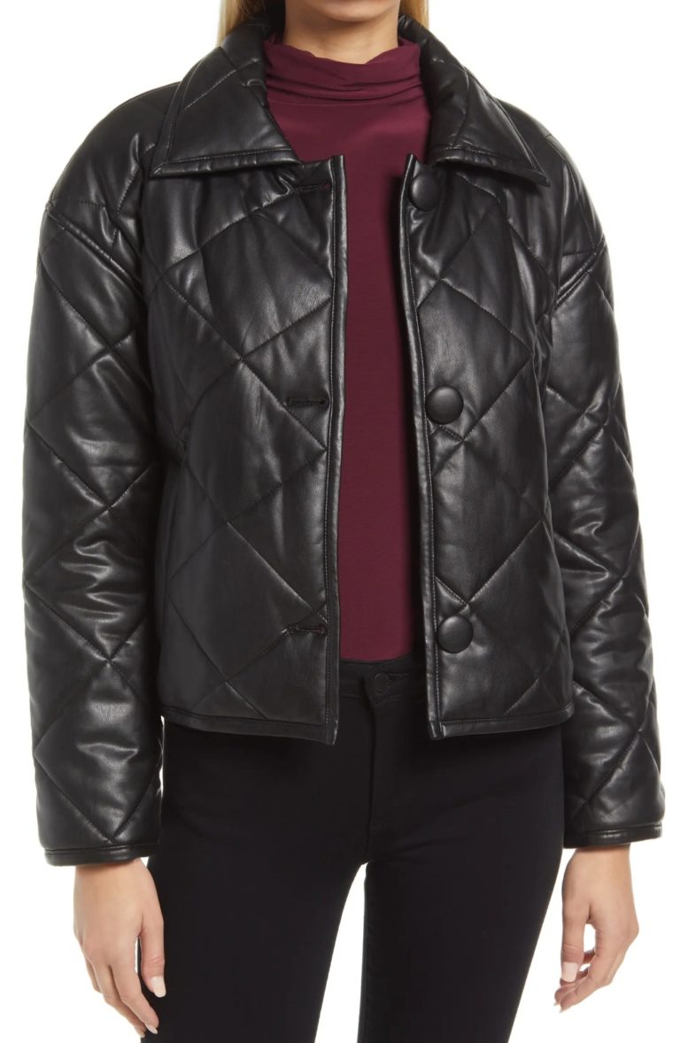 Image of Quilted Faux Leather Jacket