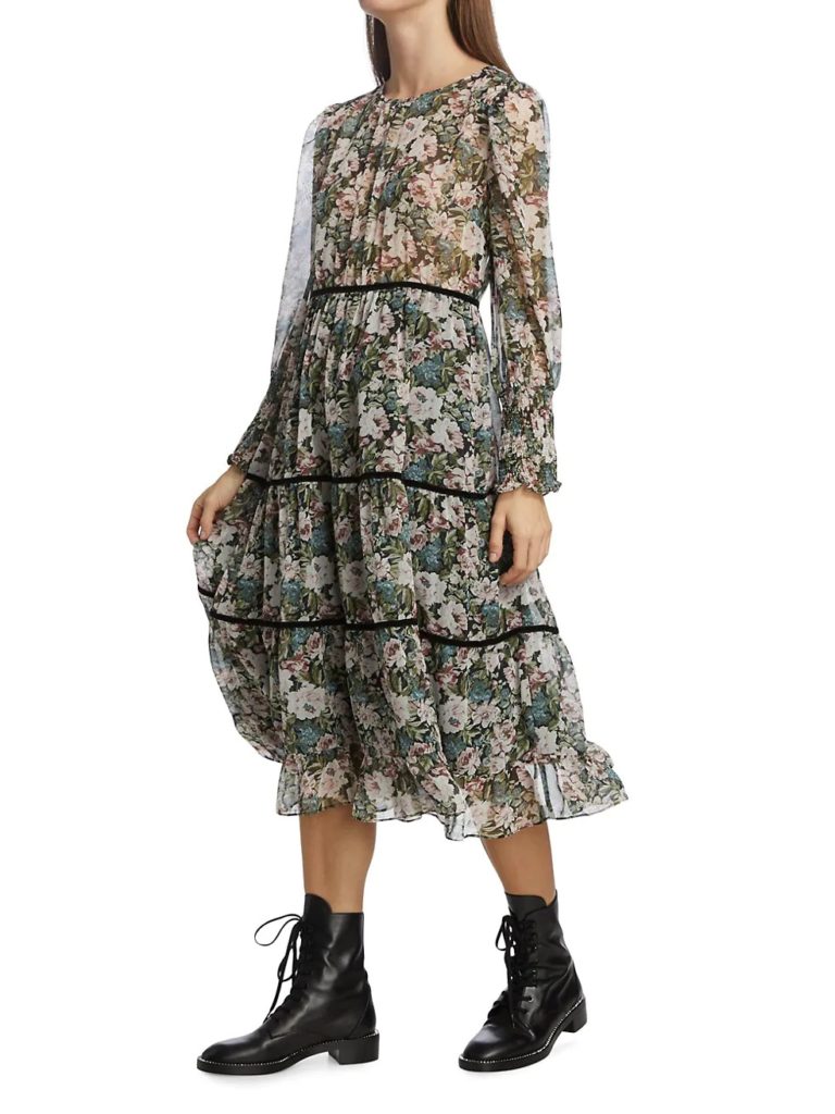 Image of Floral Print Midi-Dress