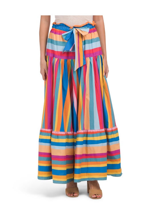 Image of Striped Scarf Maxi Skirt