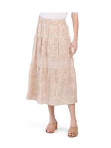 Linen Belgian Crochet Trim Maxi Skirt