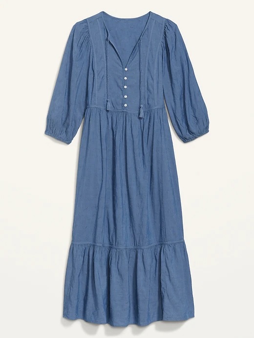 Image of 3/4-Sleeve All-Day Maxi Swing Dress for Women