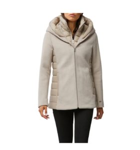 Viviana Mix Media Hooded Wool Blend Jacket