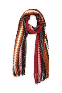 Metallic Zigzag Wool Blend Scarf