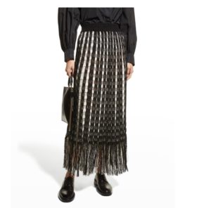 Plaid Woven Skirt w/ Fringe Trim size 8,14