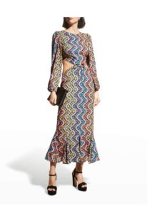 Chiara Multicolor Cutout-Waist Midi Dress
