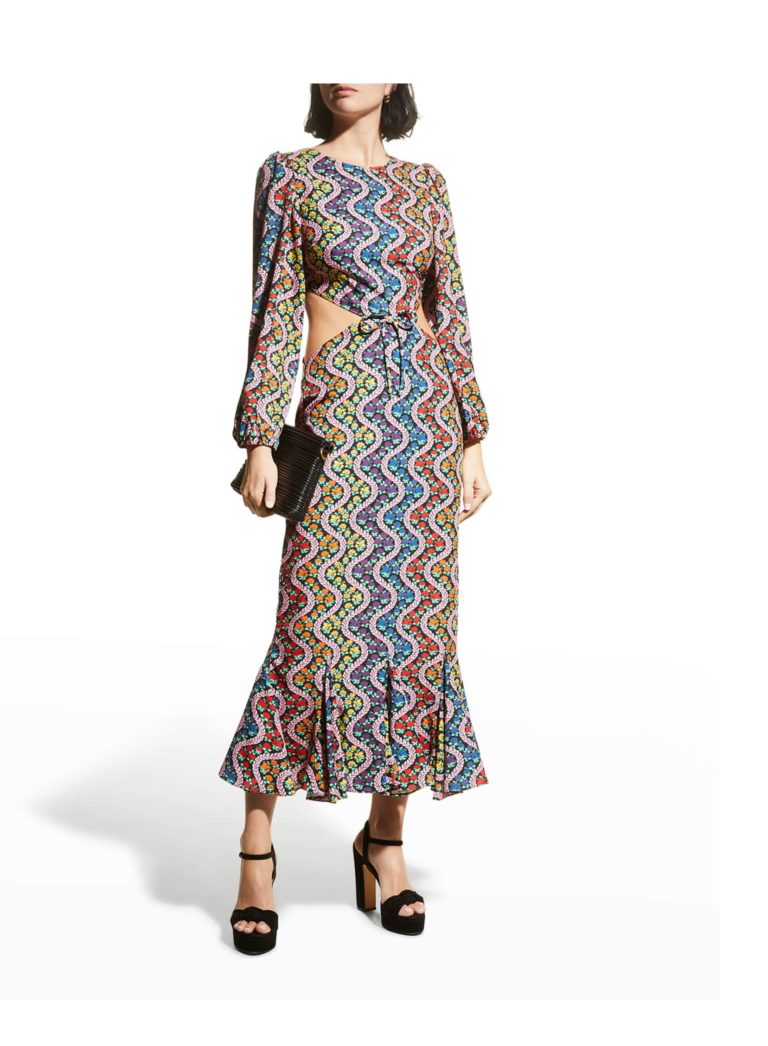 Image of Chiara Multicolor Cutout-Waist Midi Dress
