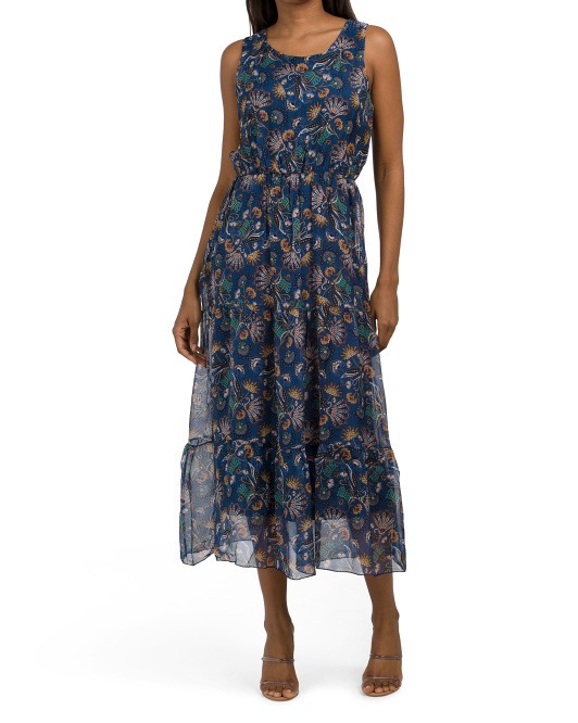 Image of Sleeveless Printed Maxi Dress