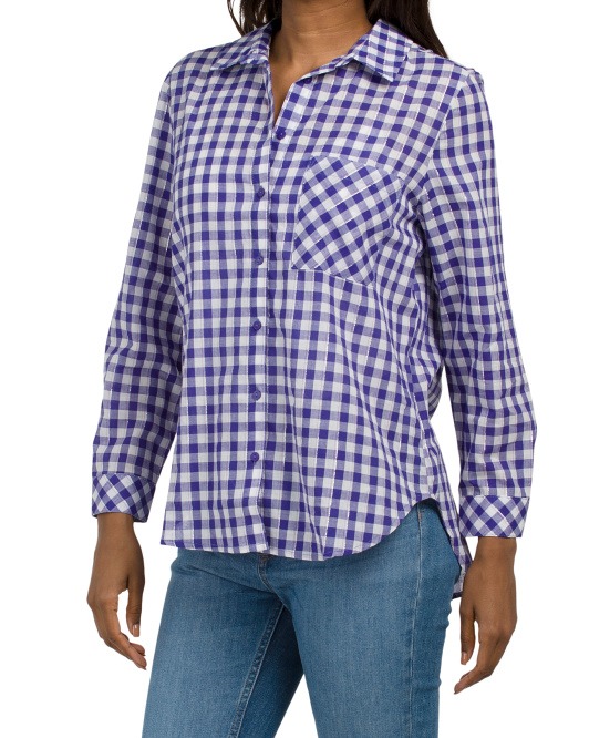 Image of Gingham Checkered Button Down Shirt
