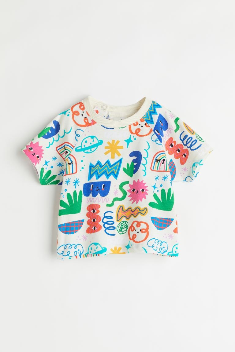 Image of Patterned Cotton T-shirt