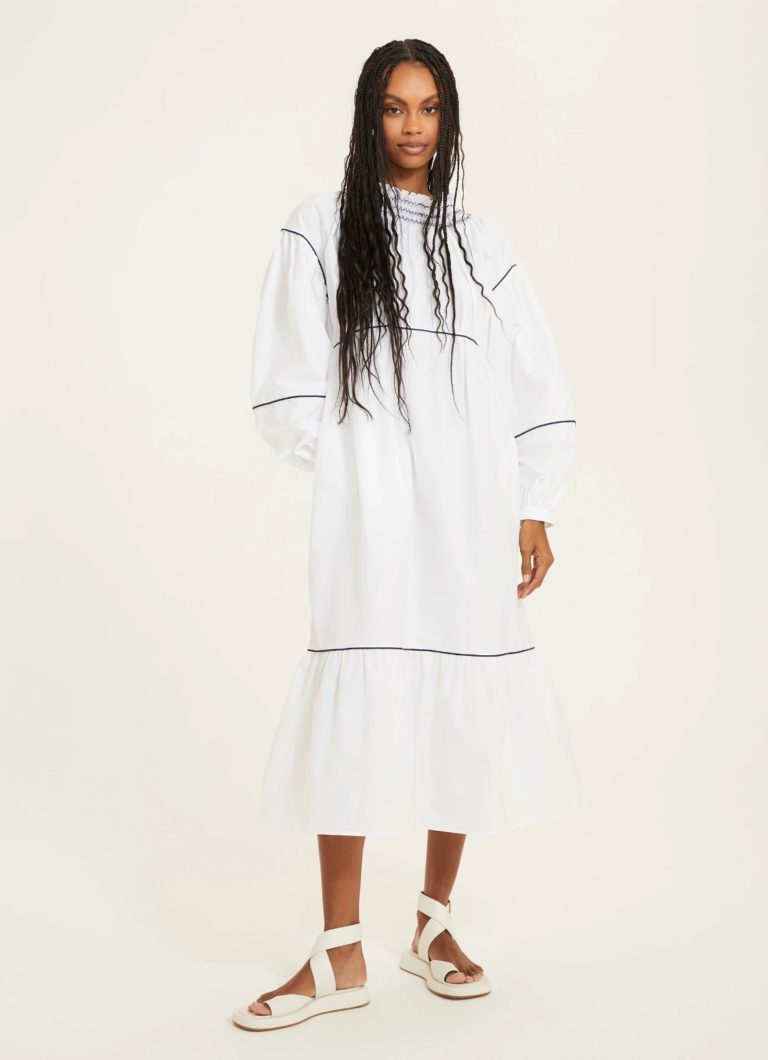 Image of Smocked Puff Sleeve Midi Dress