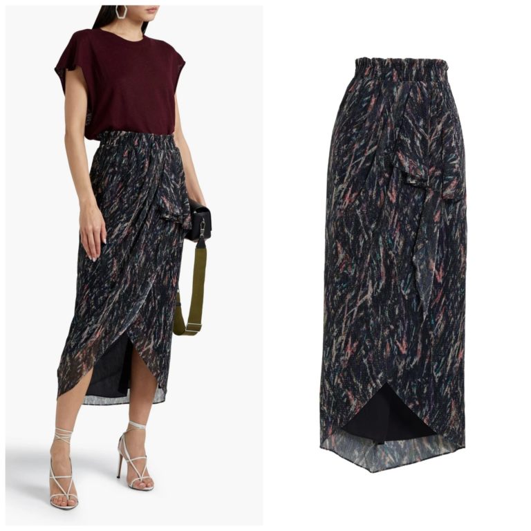Image of Aubagna wrap-effect printed knitted midi skirt