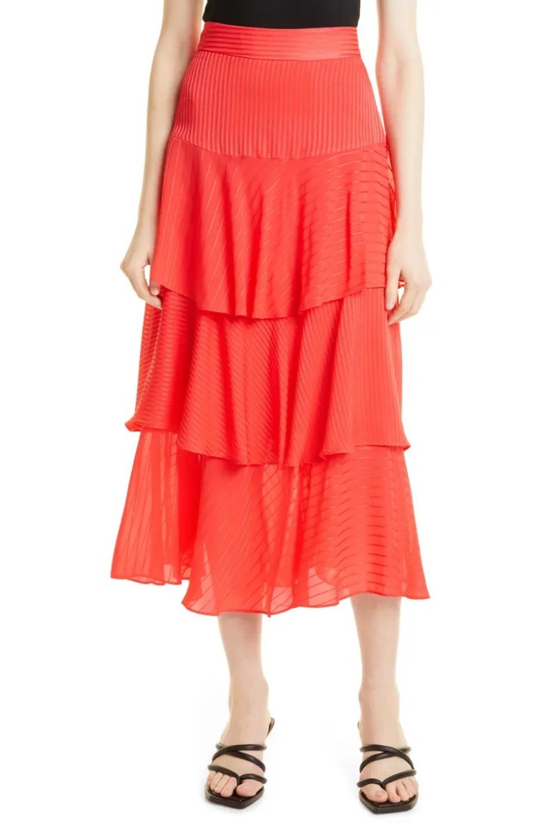 Image of Tiered Midi Skirt