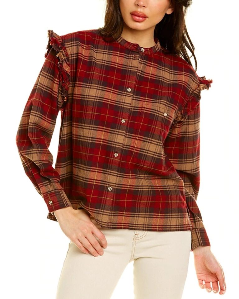 Image of Ruffle Flannel Shirt