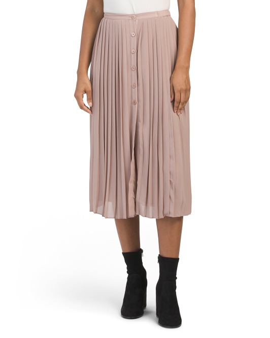 Image of Pleated Skirt With High Slit