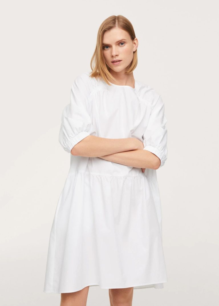 Image of Puffed sleeves cotton dress