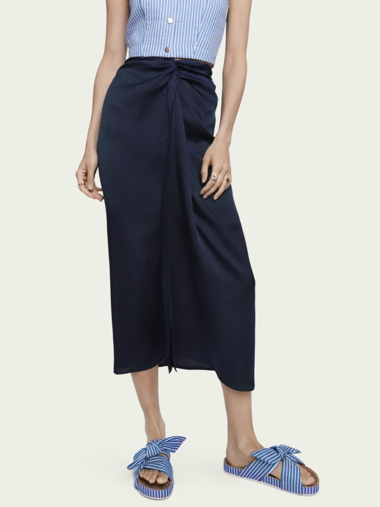 Image of Knot Front Midi Skirt