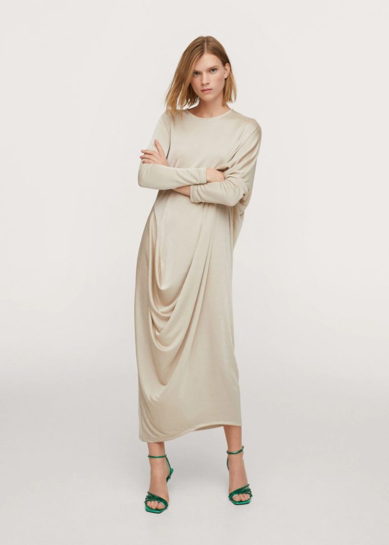 Image of Asymmetric draped gown