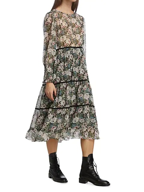 Image of Floral Print Midi-Dress
