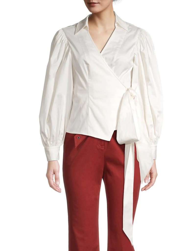 Image of Self-Tie Wrap Blouse