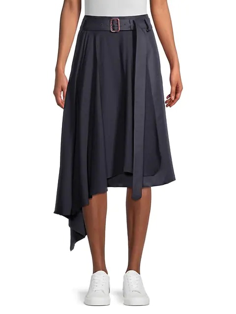 Image of Vibo Twill & Matte Jersey Asymmetric Skirt