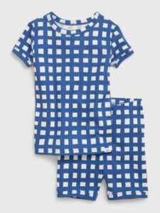 Cotton Checkerboard Print PJ Shorts Set