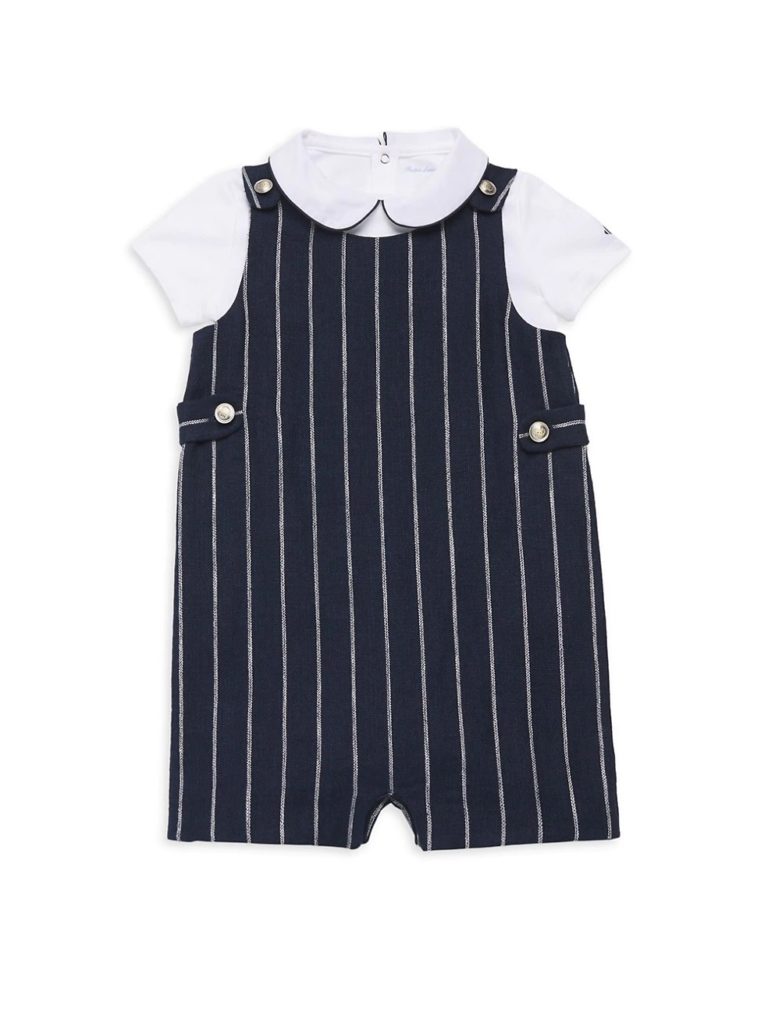 Image of Baby Boy's 2-Piece Interlock Jumpsuit & Striped Overalls Set
