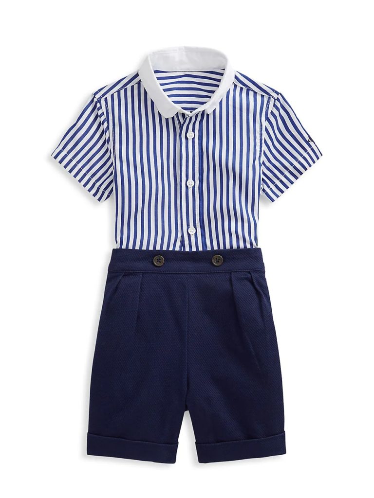 Image of Baby Boy's 2-Piece Striped Shirt & Pant Set